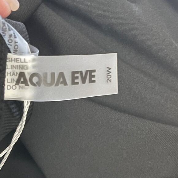 Aqua Eve Women’s Plus 20W Black One Piece Swimsuit V-Neck Halter Tummy Control - Picture 4 of 6